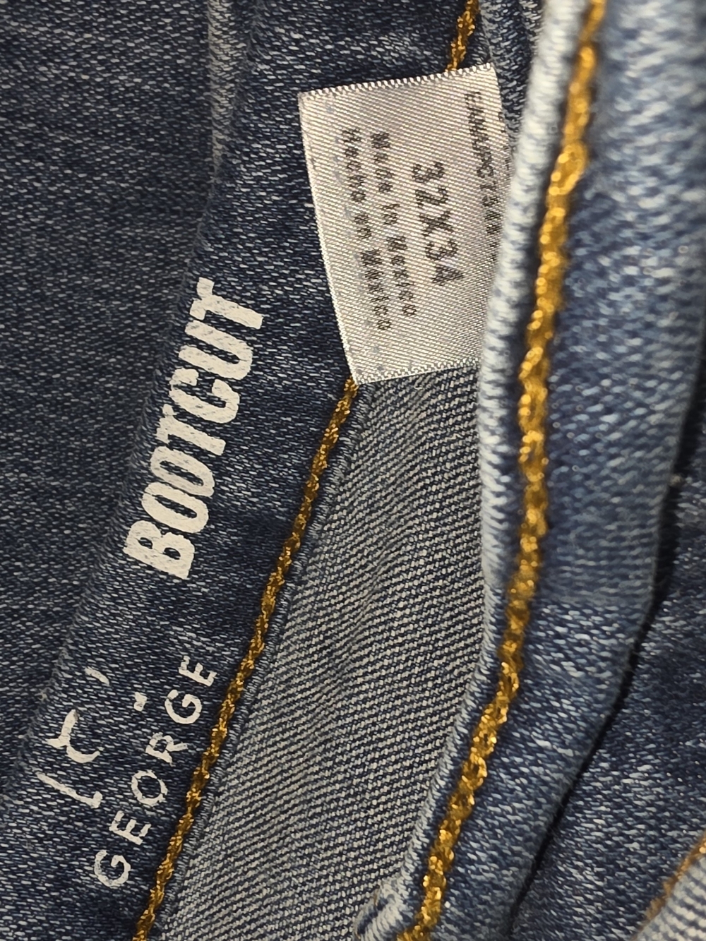 George Men's Denim Bootcut Jeans with Gold Contrast Stitching